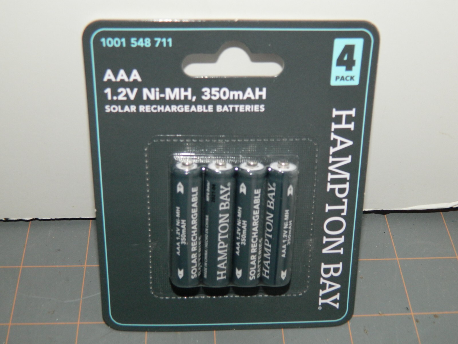 4 Pack Batteries Hampton Bay 1001-548-711 AAA 1.2V 350mAH Solar Rechargeable
