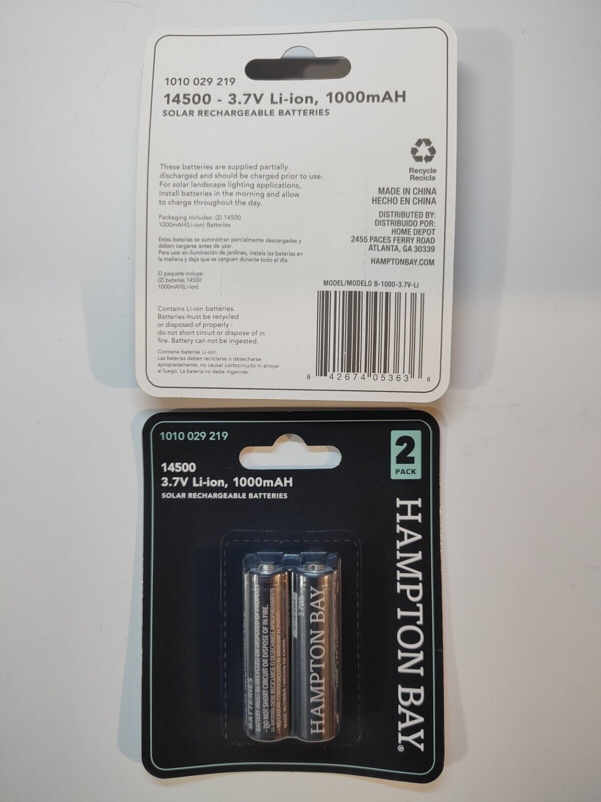 Hampton Bay Lithium Phosphate 3.7-Volt 1000mAh Rechargeable Solar Batteries AA