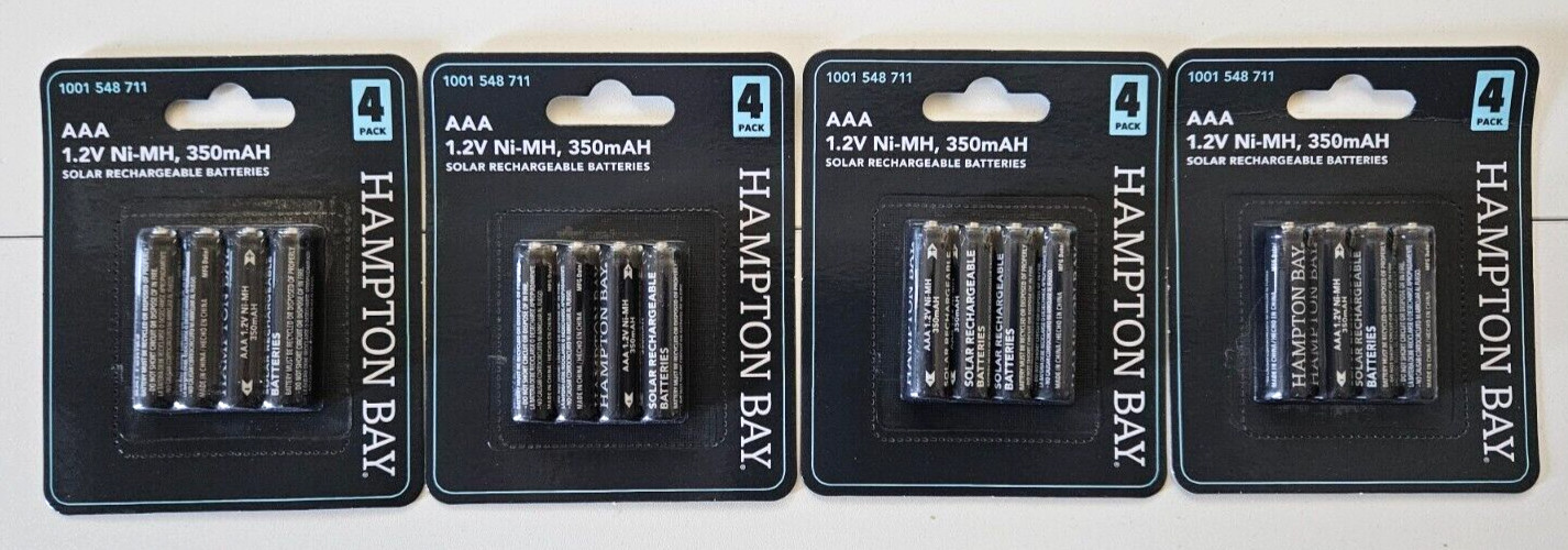 Hampton Bay Nickel-Metal Hydride 350mAh Solar Rechargeable AAA Batteries 16 Pack