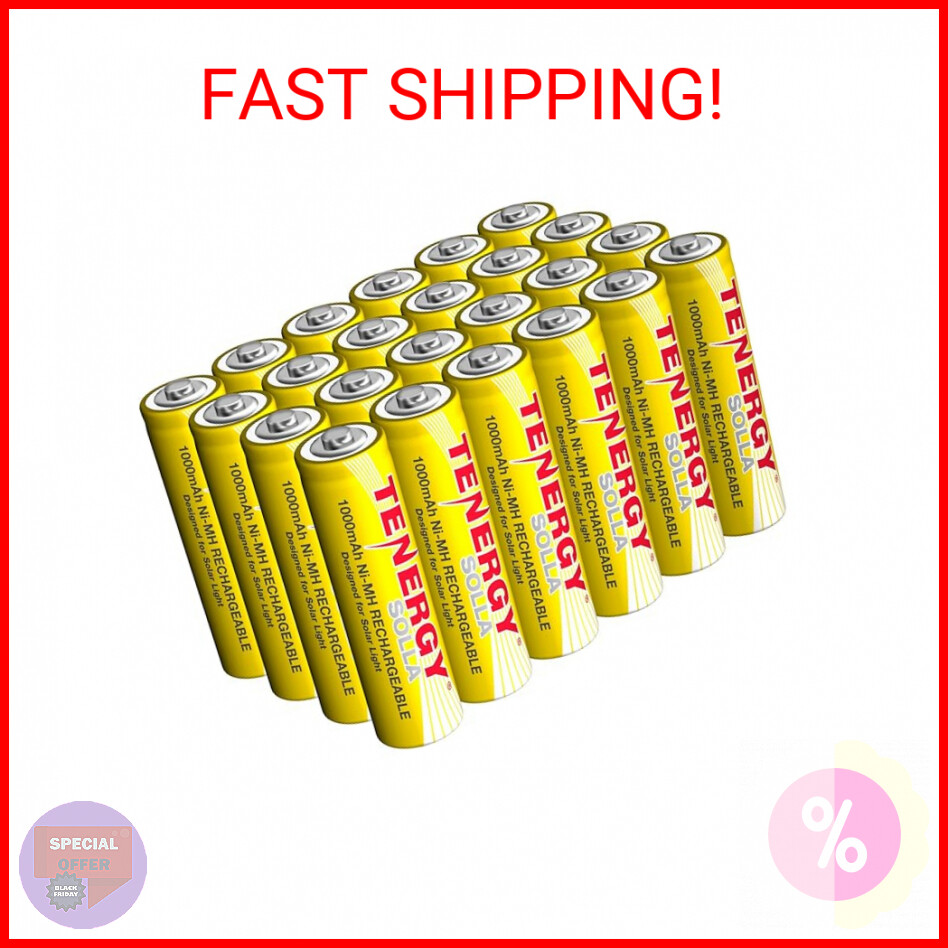 Tenergy Solla Rechargeable NiMH AA Battery, 1000mAh Solar Batteries for Solar Ga