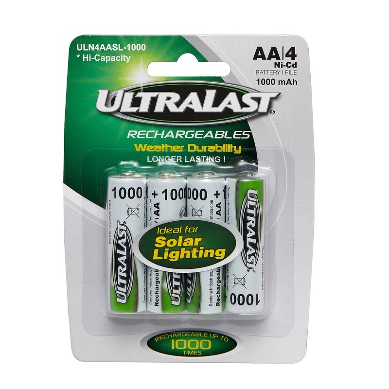UltraLast Rechargeables Weather Durability Longer Lasting Solar Batteries 4 pk