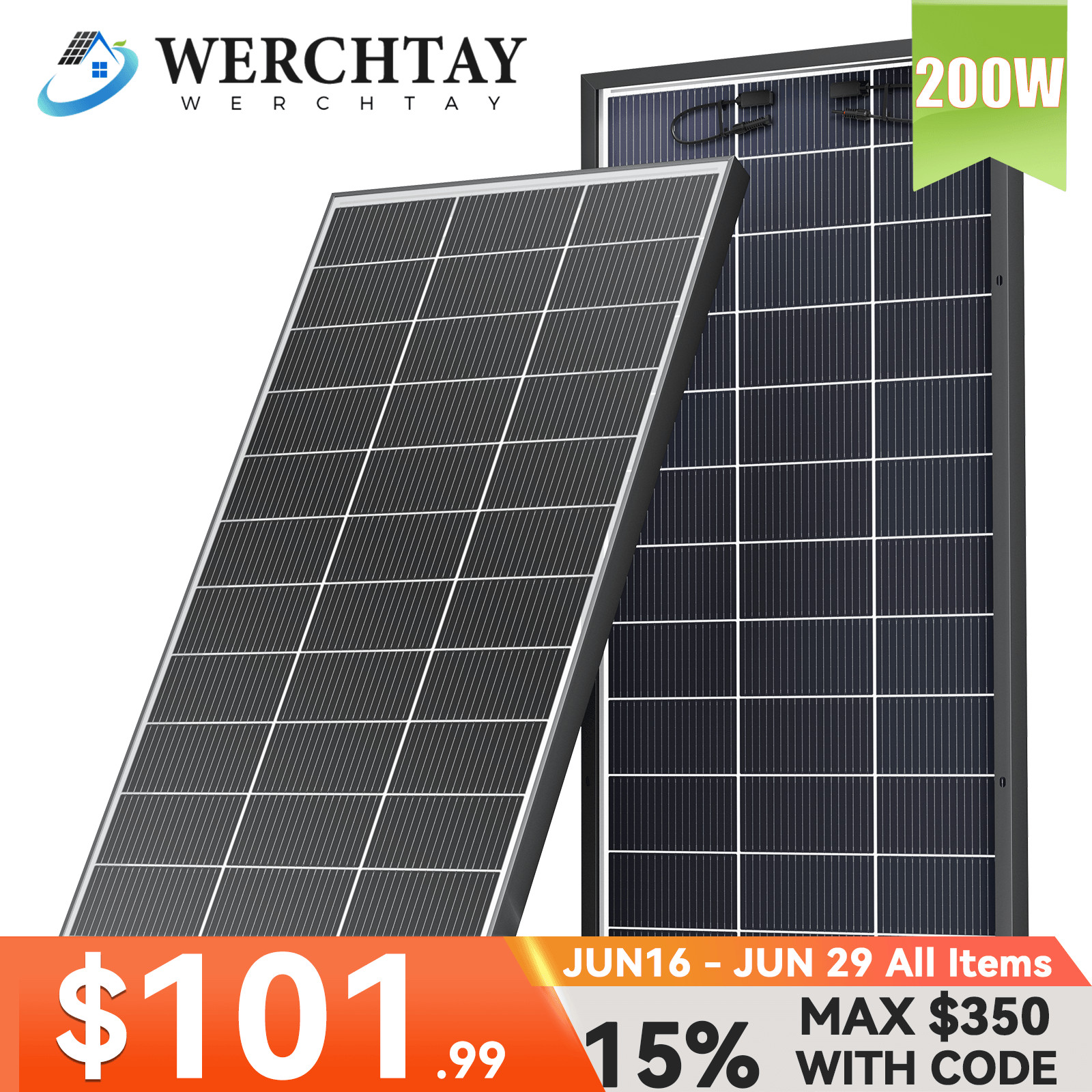 200W Bifacial Solar Panel 12V Solar Battery Home PV Off-Grid Boat Solar Power RV