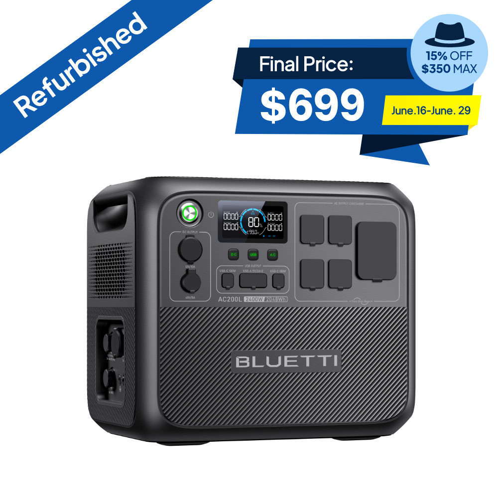 BLUETTI AC200L 2400W 2048Wh Portable Power Station Solar Generator for RV/Trip