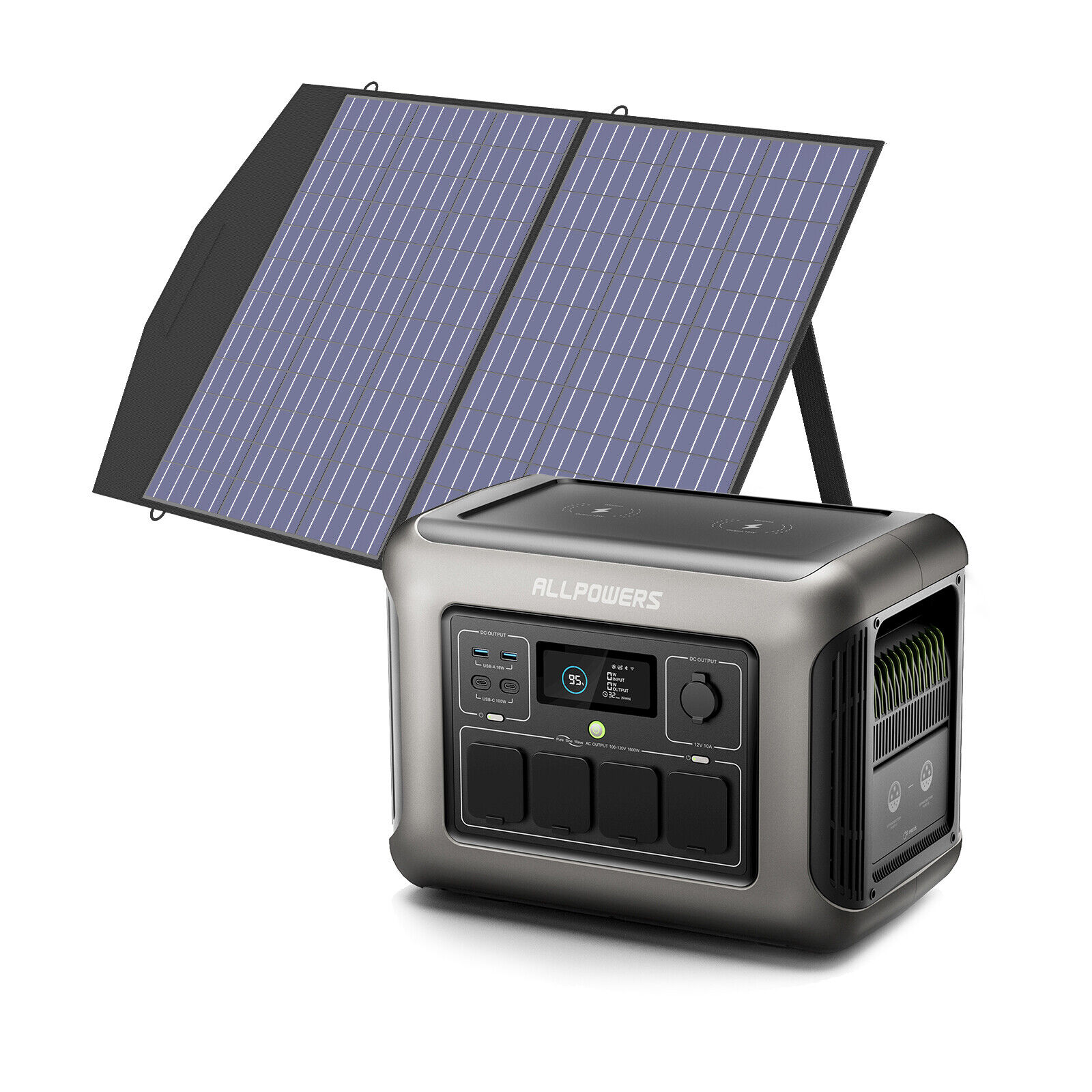 ALLPOWERS 1800W (3000W Peak)  Power Station Solar Generator + 100W Solar Panel