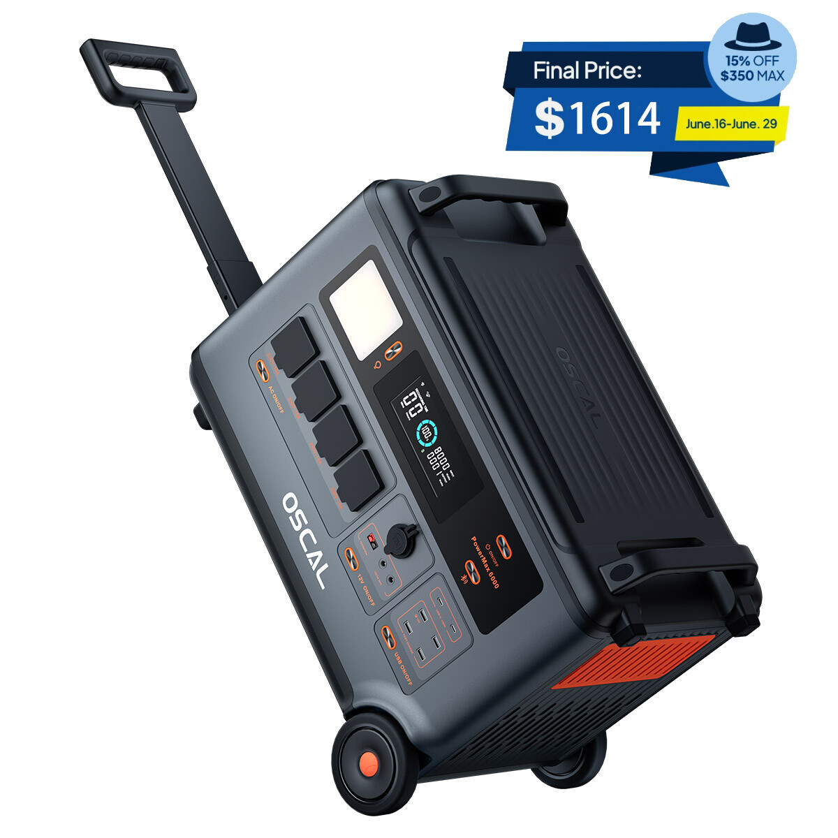 Blackview OSCAL Portable Power Station 6000W LiFePO4 Solar Generator 57600Wh Max