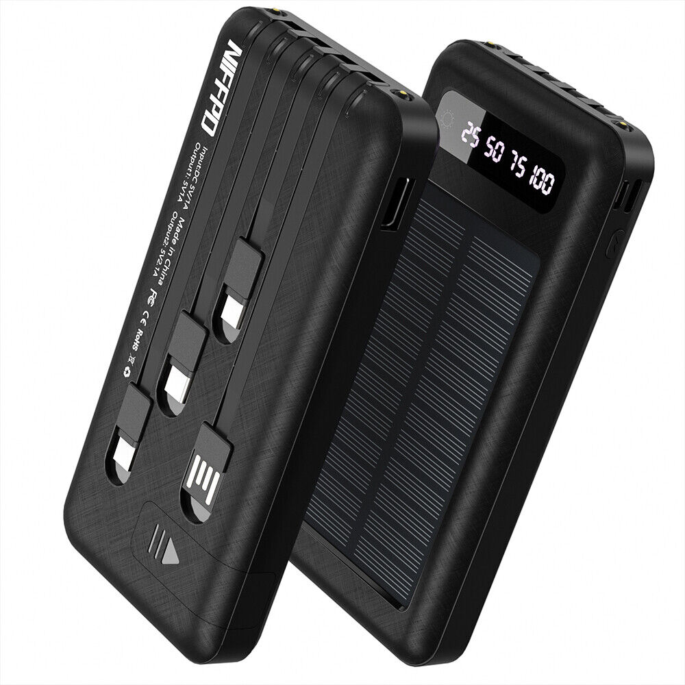 2023 1000000mAh Solar Power Bank 2 USB Portable Battery Charger For Cell Phone