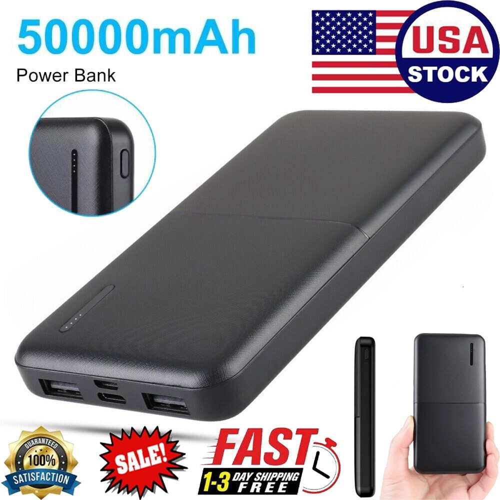 50000MAH Portable Power Bank LCD LED Dual USB Battery Charger For Mobile Phone