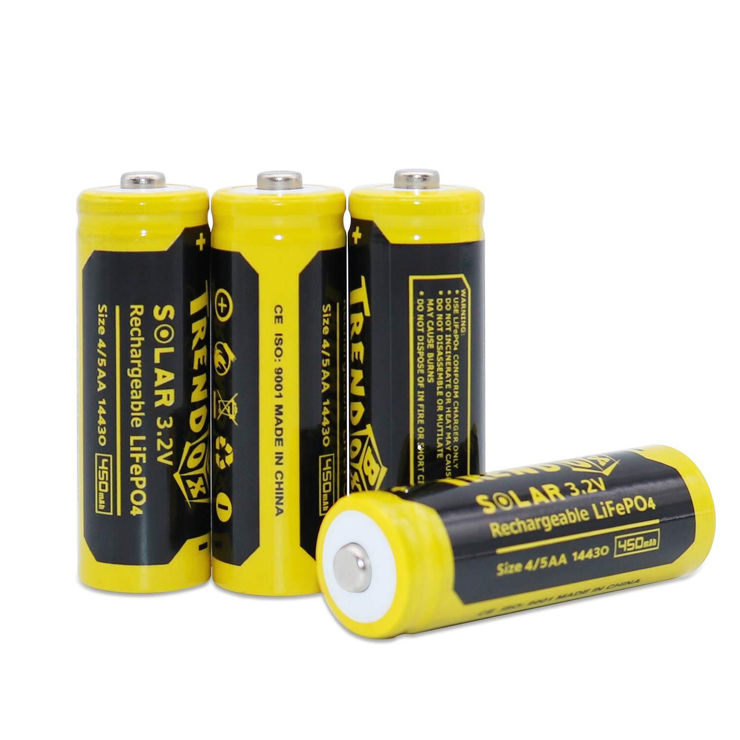 14430 3.2V 450mAh Battery LiFePo4 Rechargeable Solar Batteries for Outdoor Ga…