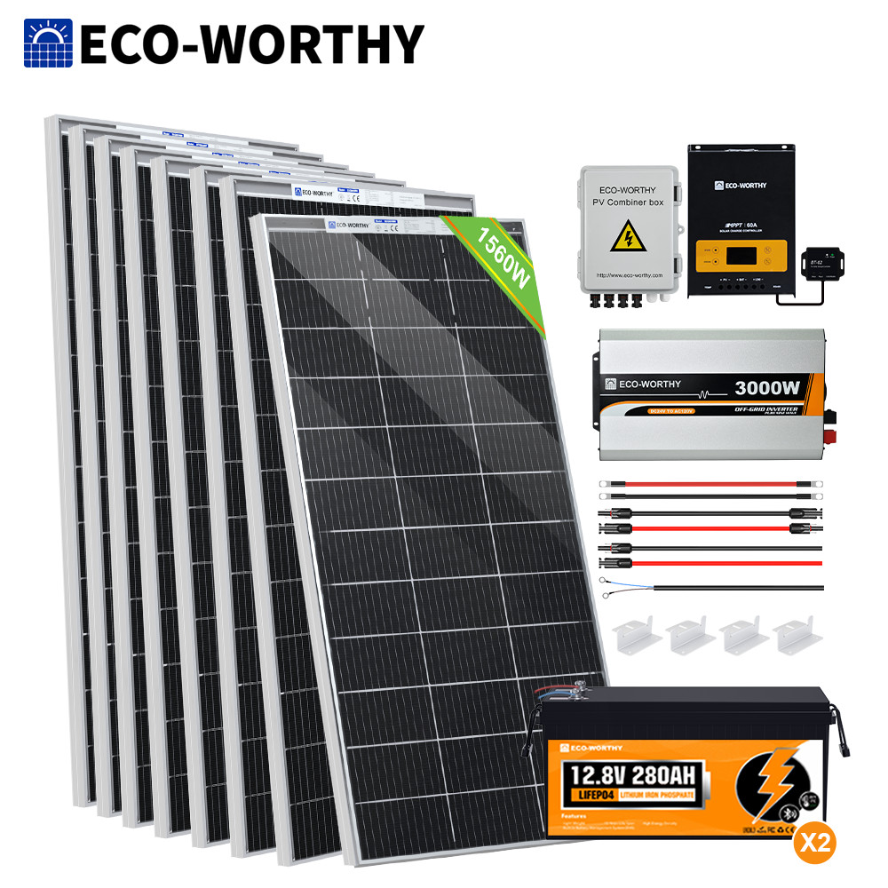 ECO-WORTHY 1560W Solar Panel Kit Power System & lithium battery Off-grid Home
