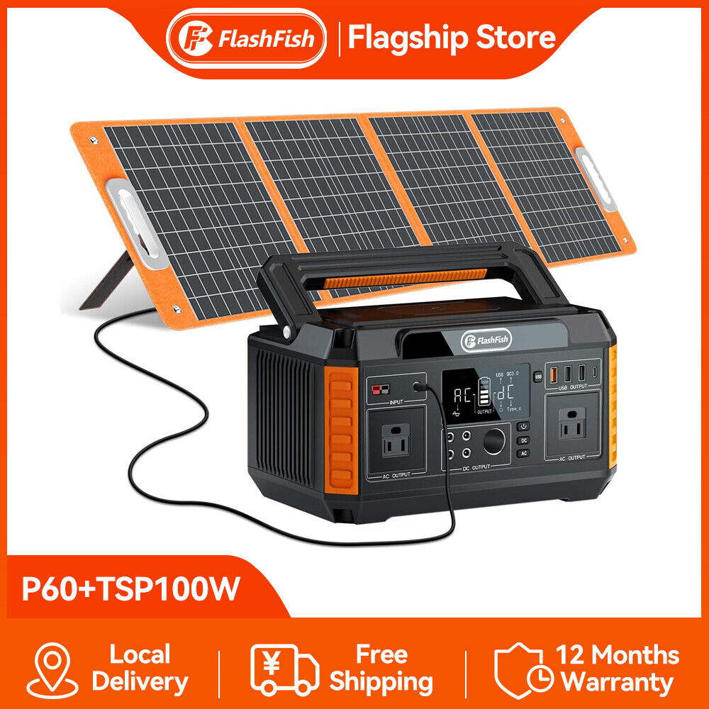 Flashfish 560W 520Wh Portable Power Station Optionally With 100W 18V Solar Panel