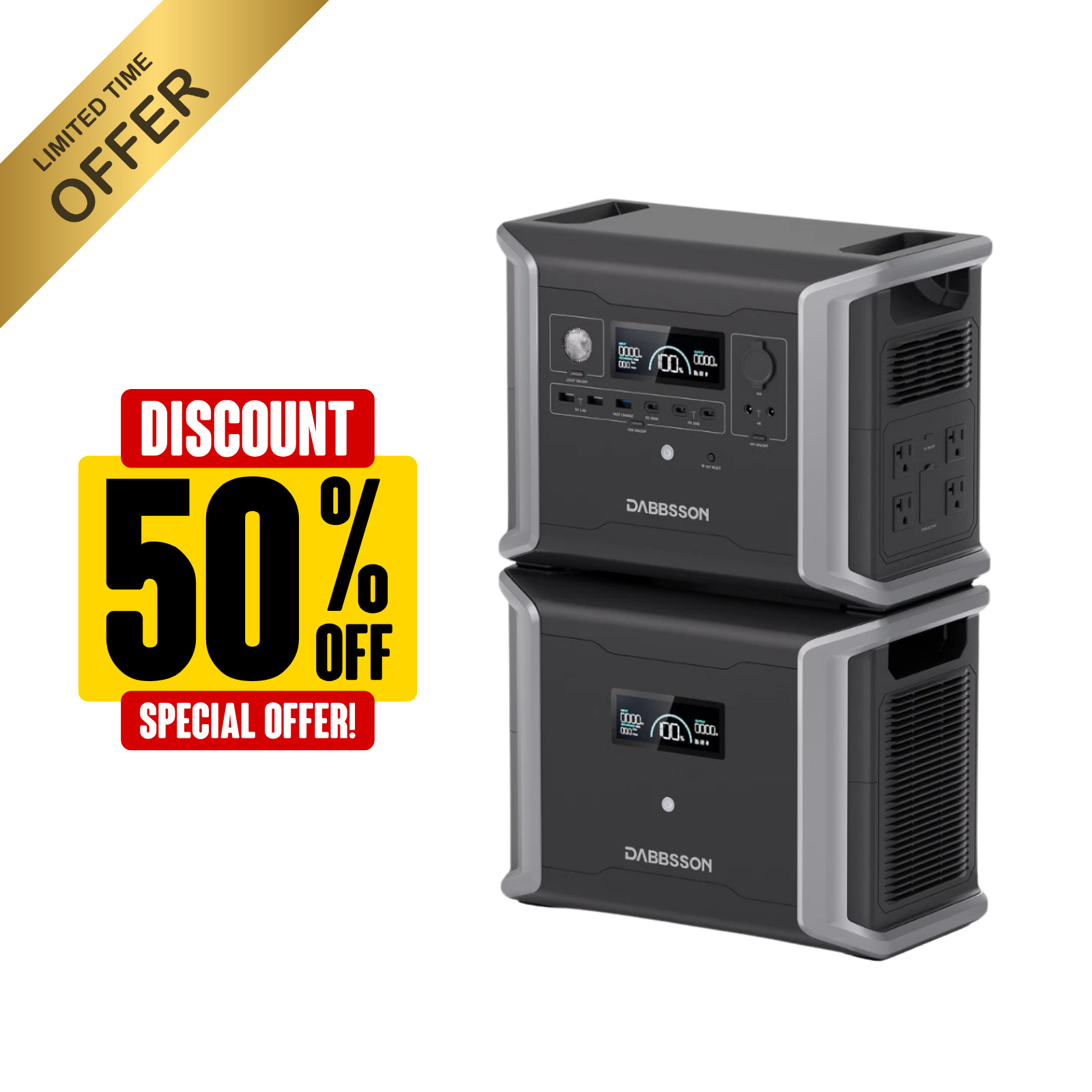 Dabbsson 3030Wh Portable Power Station Solar Generator +Extra Battery Camping RV