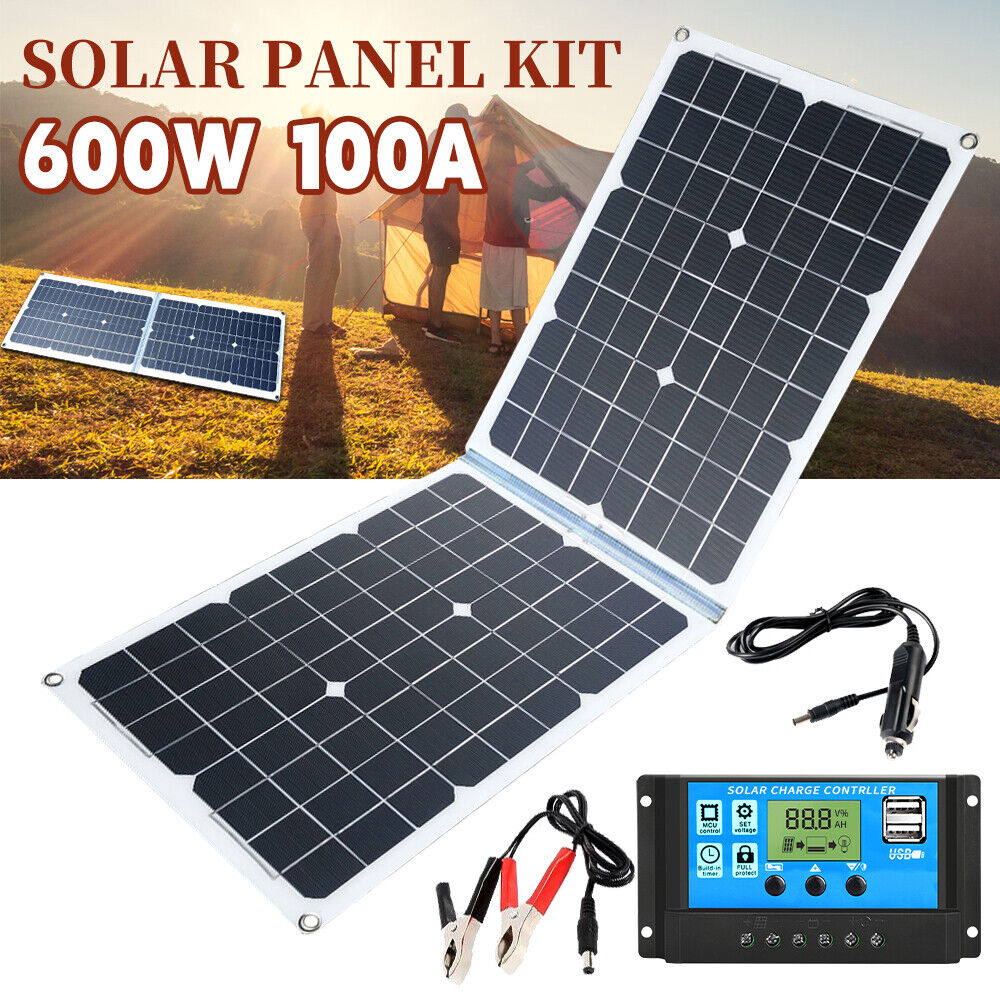 600W Watts Solar Panel Kit 12V Battery Charger Controller Caravan Boat Outdoor