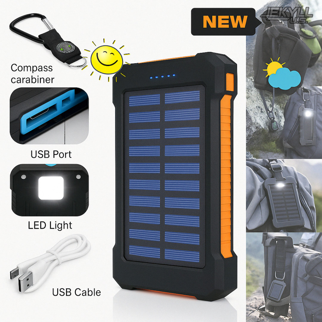 Cargador Portatil 20000mah Solar De Bateria USB Dual Para Celular Telefonos US