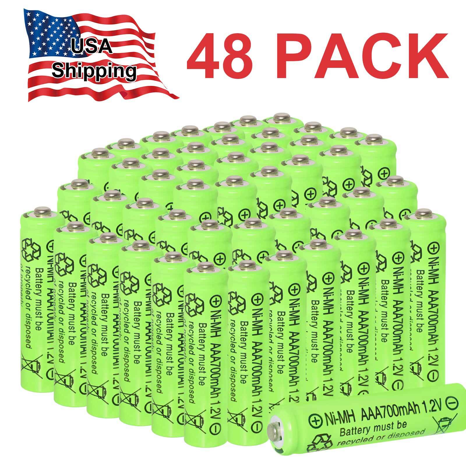 48Pcs Ni-MH AAA Rechargeable Battery 1.2V 700mAh Batteries for Solar Light Torch