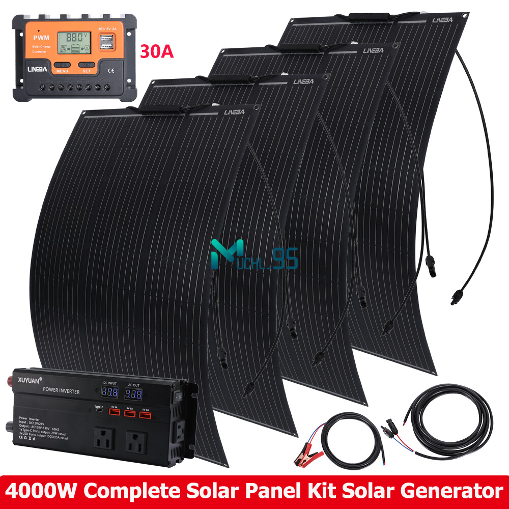 4000W Complete Solar Power Generator 400W Solar Panel Kit Home 110V Grid System