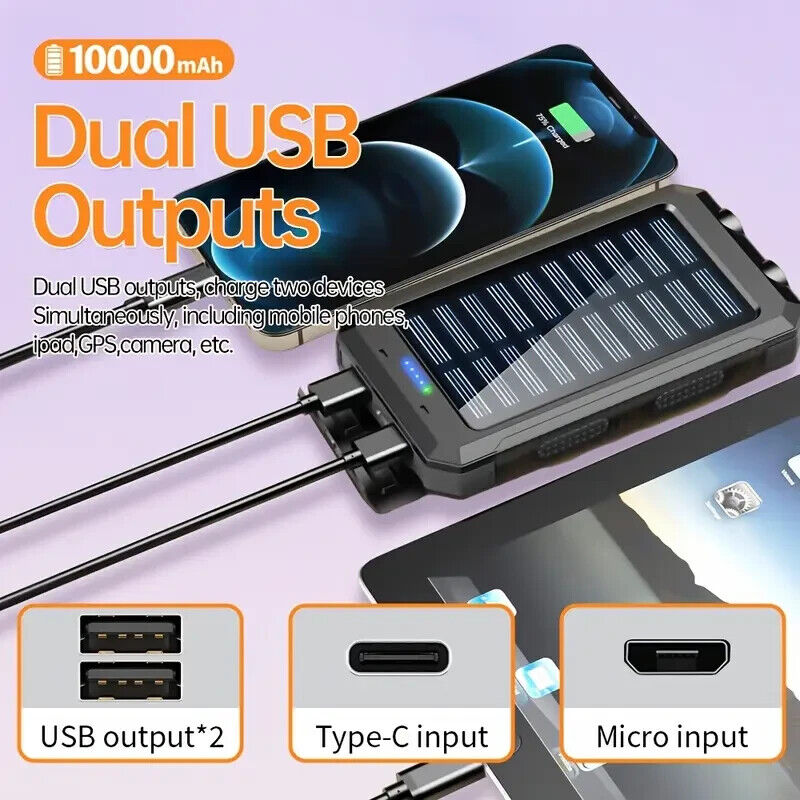 Portable Solar Power Bank  USB Charger Power Bank For Cell Phone