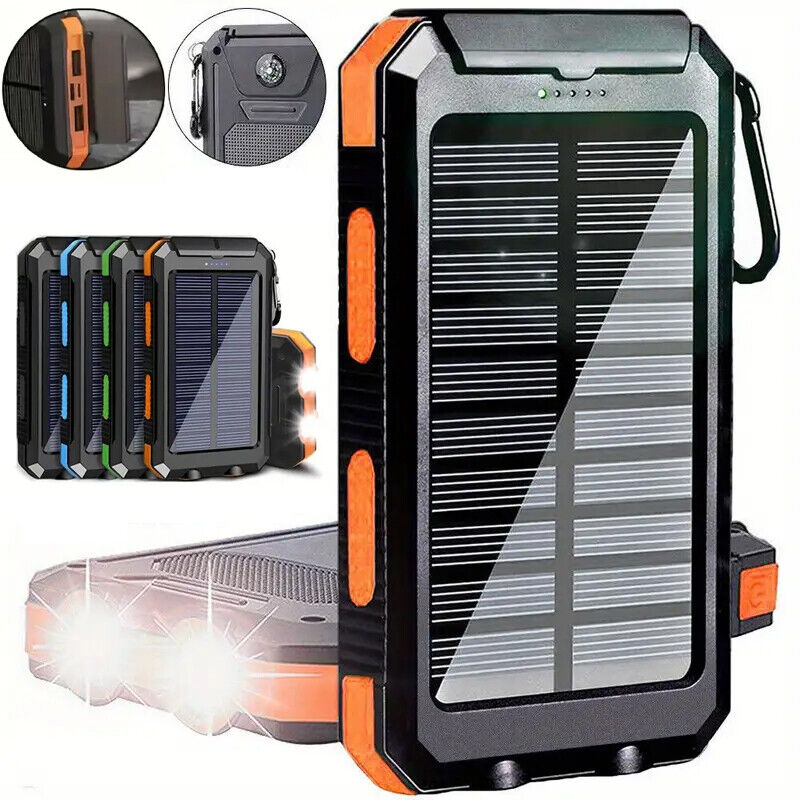 Solar Power Bank Portable Charger With Flashlight/Compass DualUSB For Cell Phone