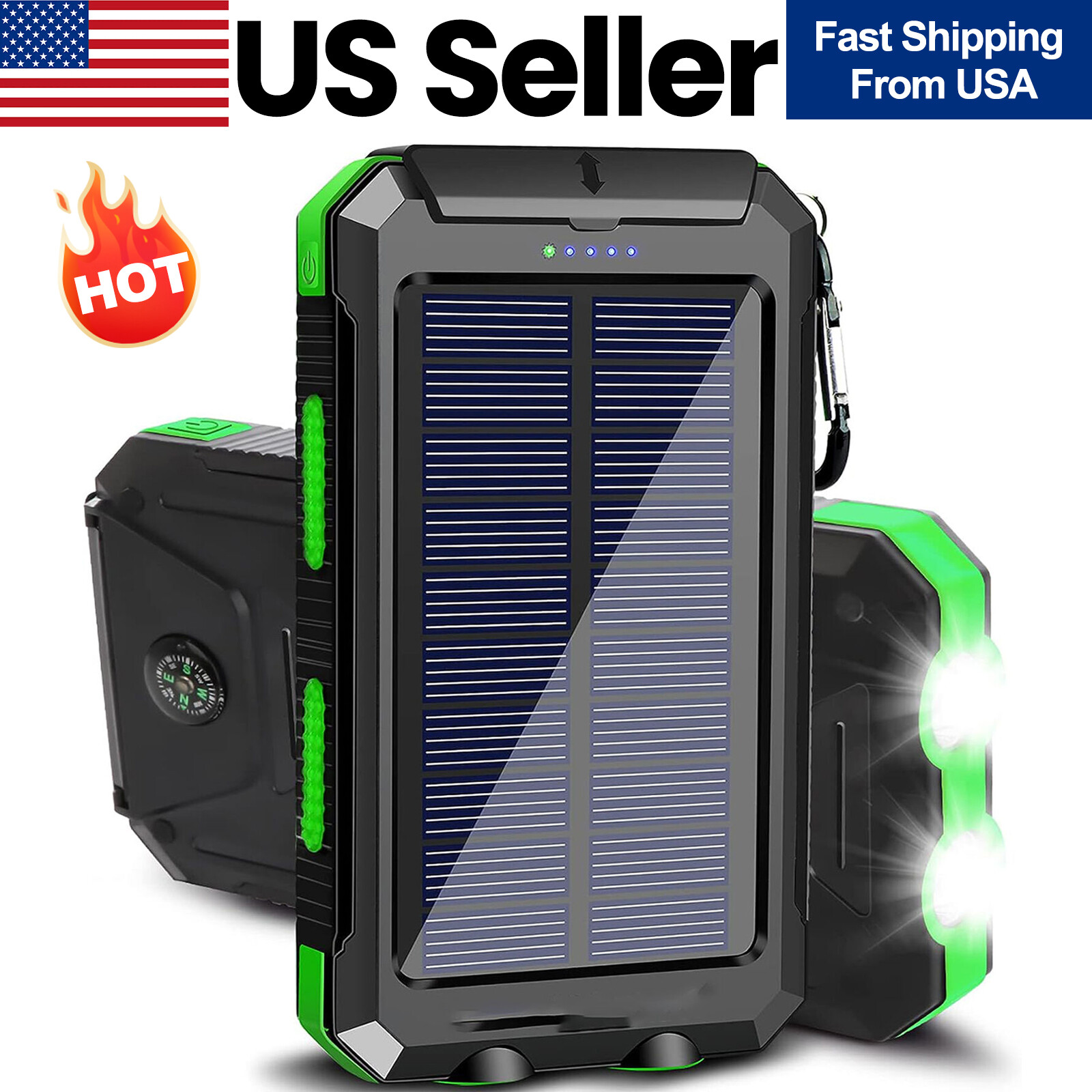 2025 Super 10000000mAh Portable USB Charger Solar Power Bank for Cell Phone