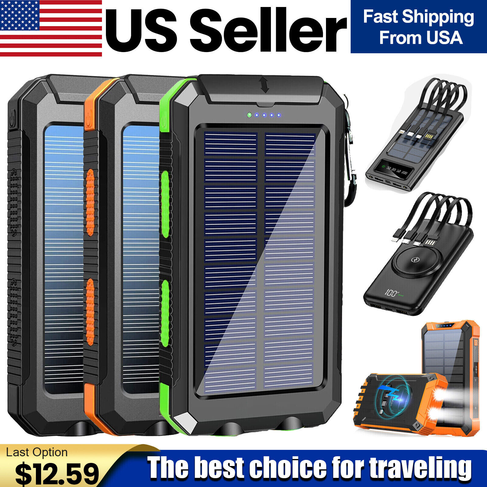 Super 10000000mAh USB Portable Charger Solar Power Bank for Cell Phone 2025