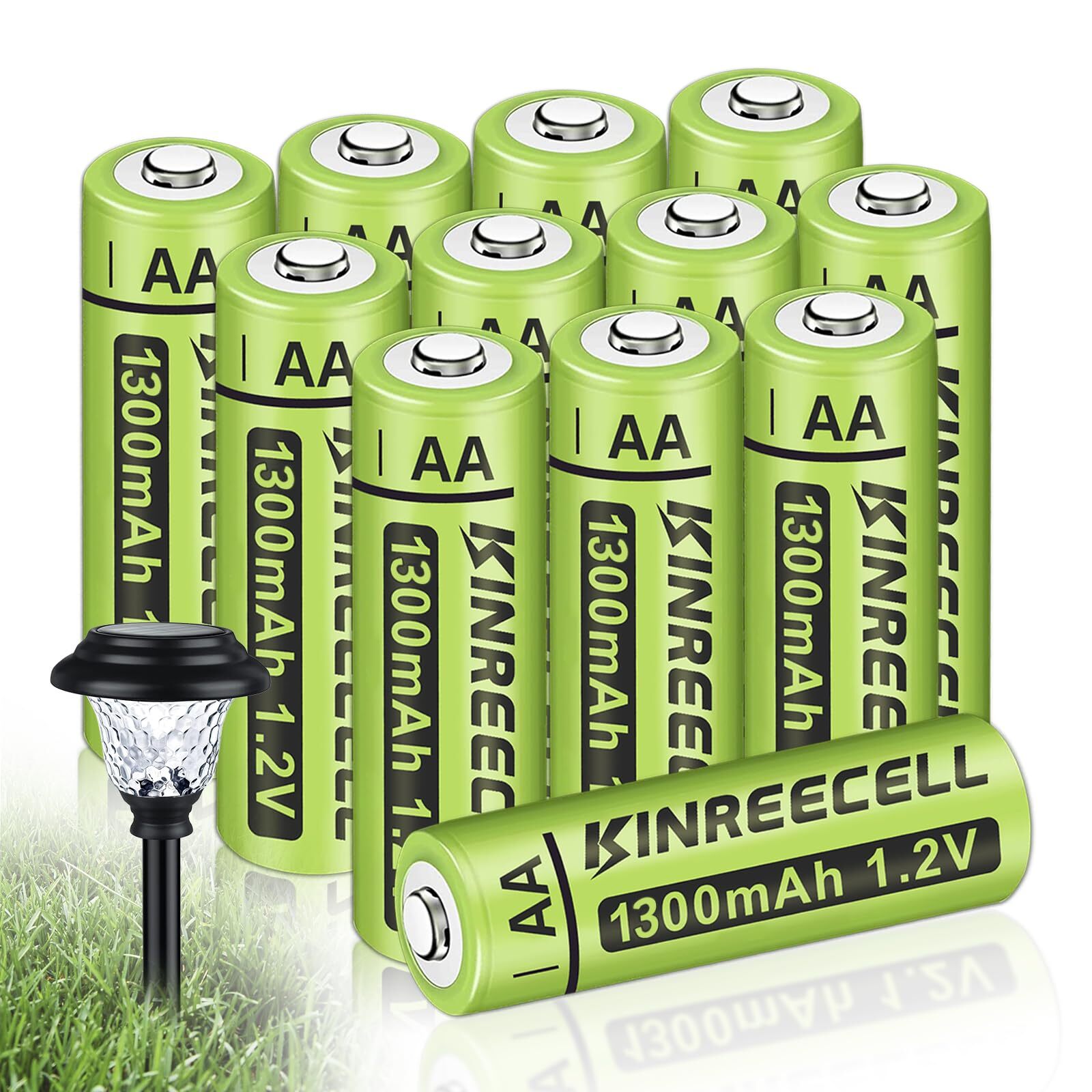 KINREECELL Rechargeable AA Batteries Ni-MH Double A Solar Batteries High Capa…