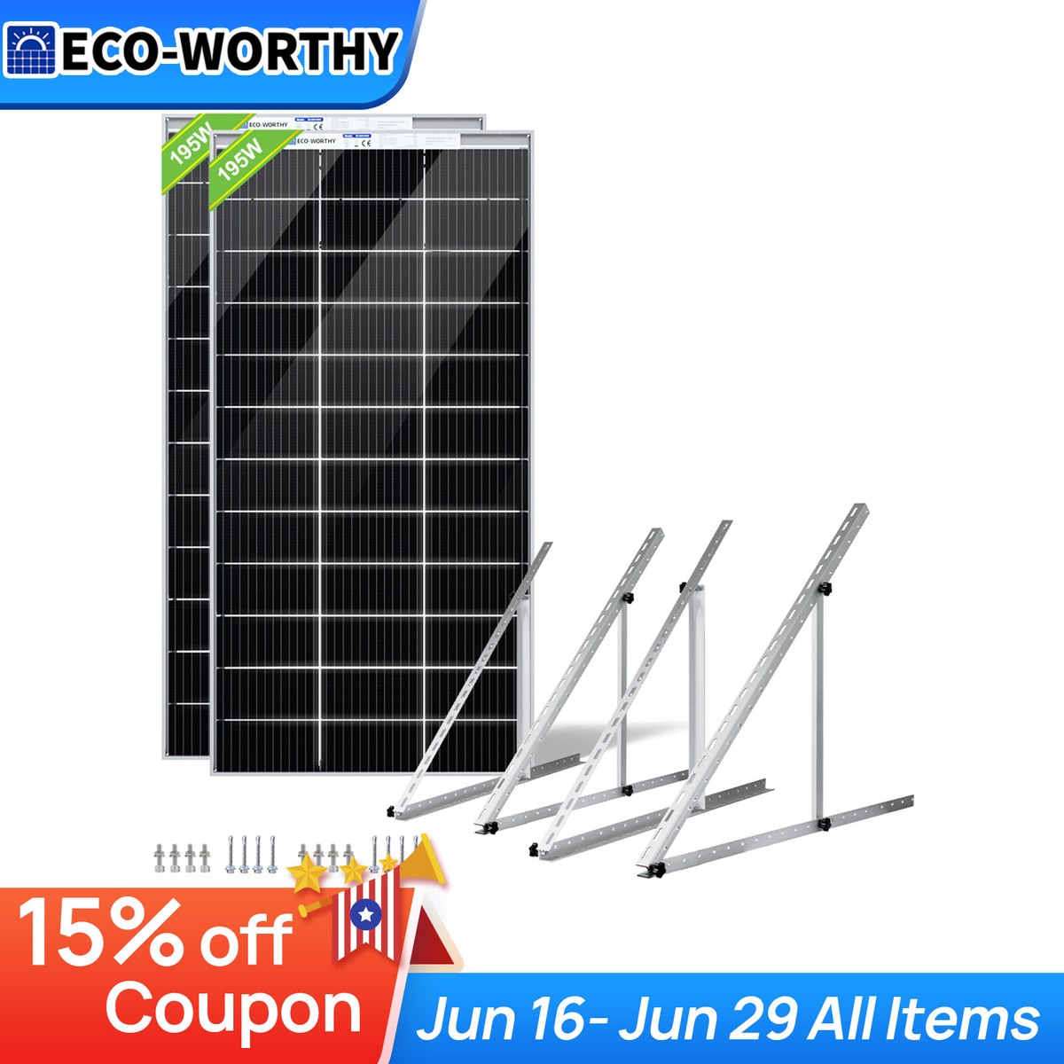ECO-WORTHY 390W Watt Bifacial Solar Panel Kit & Mounting Bracket for Farm Yard