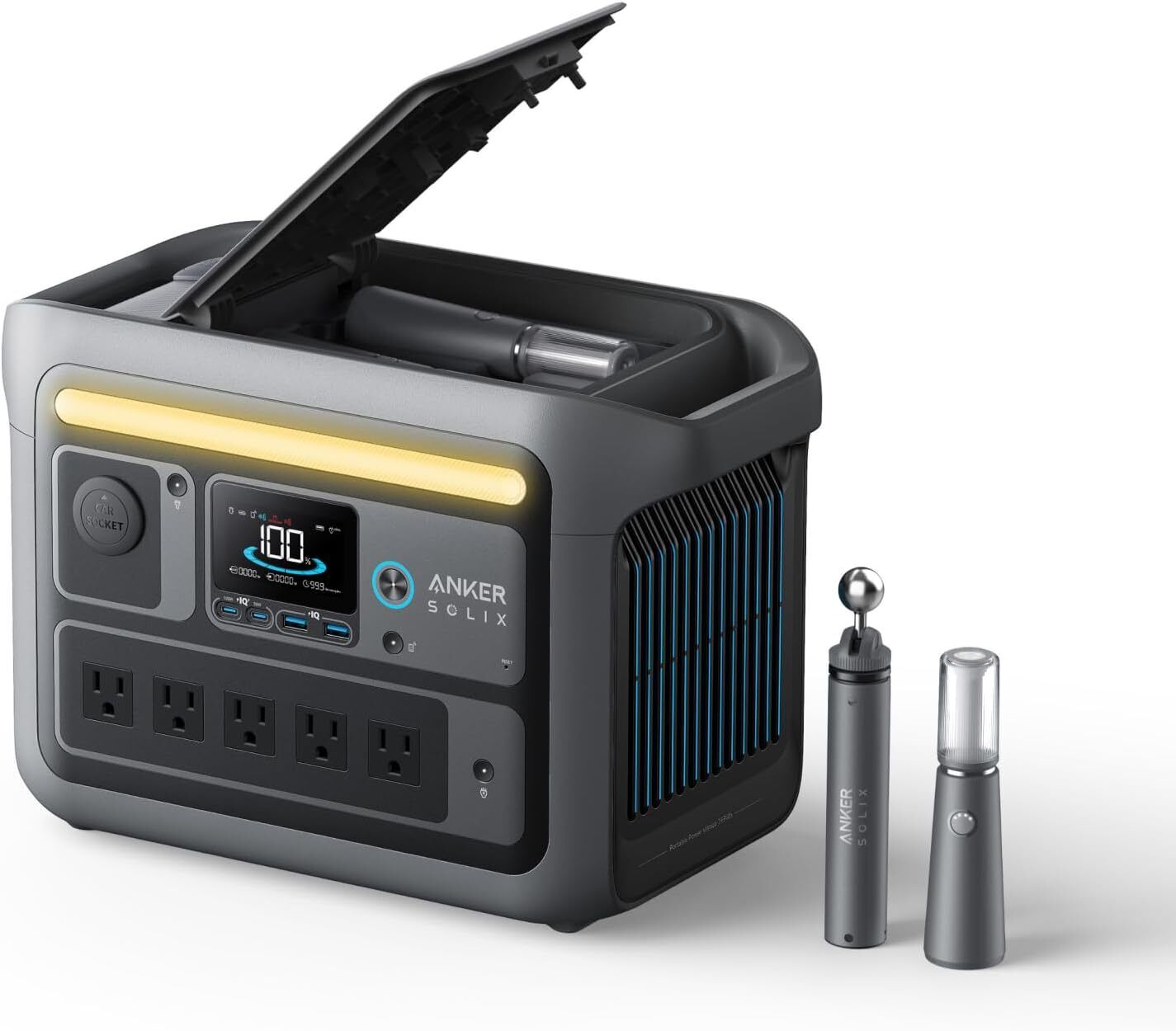 Anker SOLIX C800 Plus Portable Power Station 1200W Solar Generator Camping Light