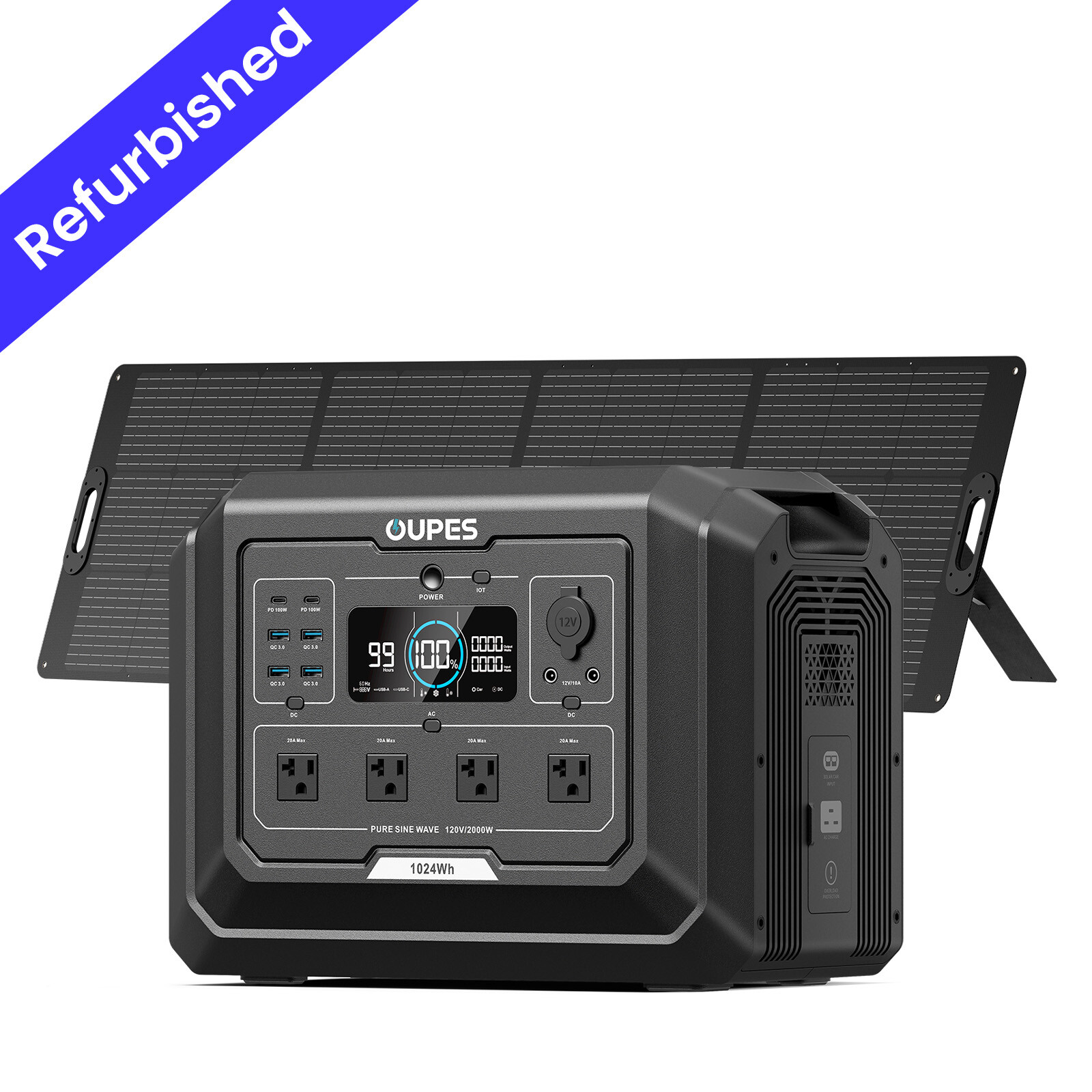 OUPES 1024Wh Mega 1 Power Station 2000W Solar Generator+240w Solar Panel Kit