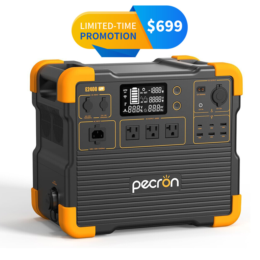 pecron Portable Power Station E2400LFP 2048Wh 2400W Solar Generator Camping RV