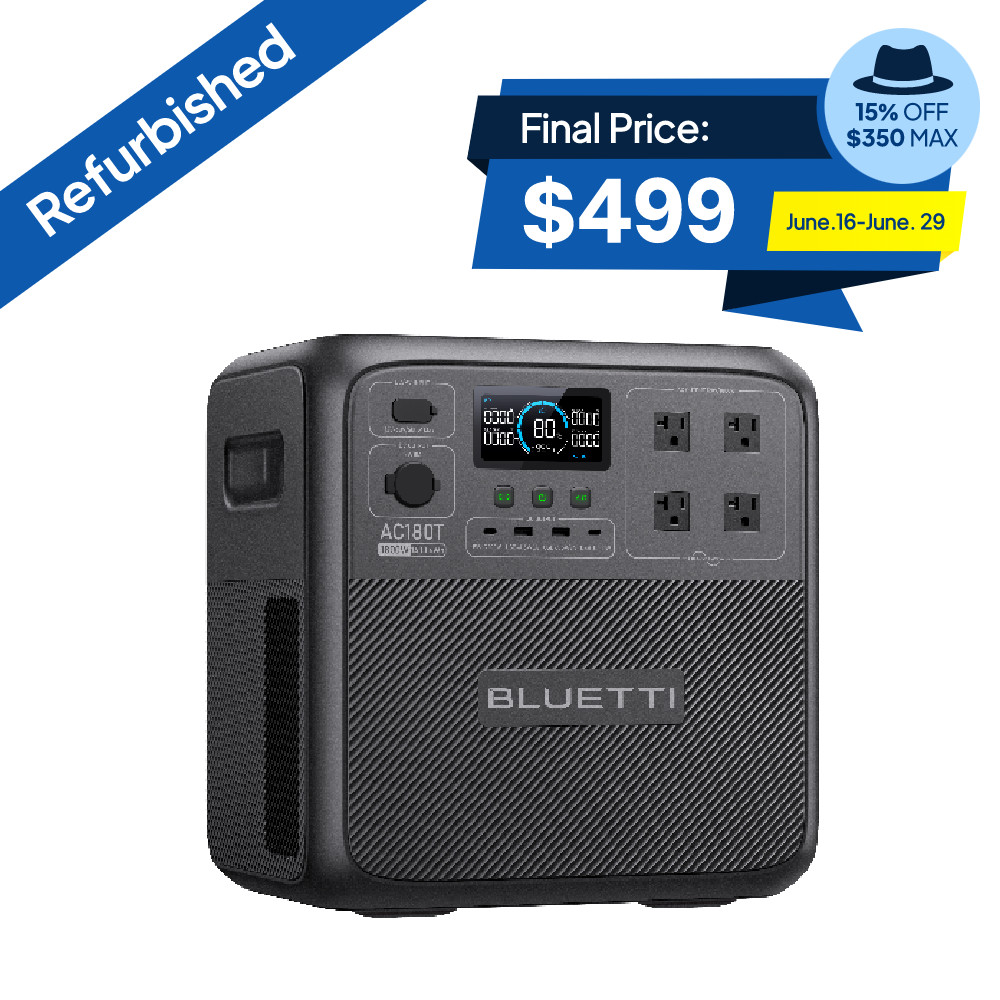 BLUETTI AC180T 1800W 1433Wh Portable Power Station Swappable Battery for Travel