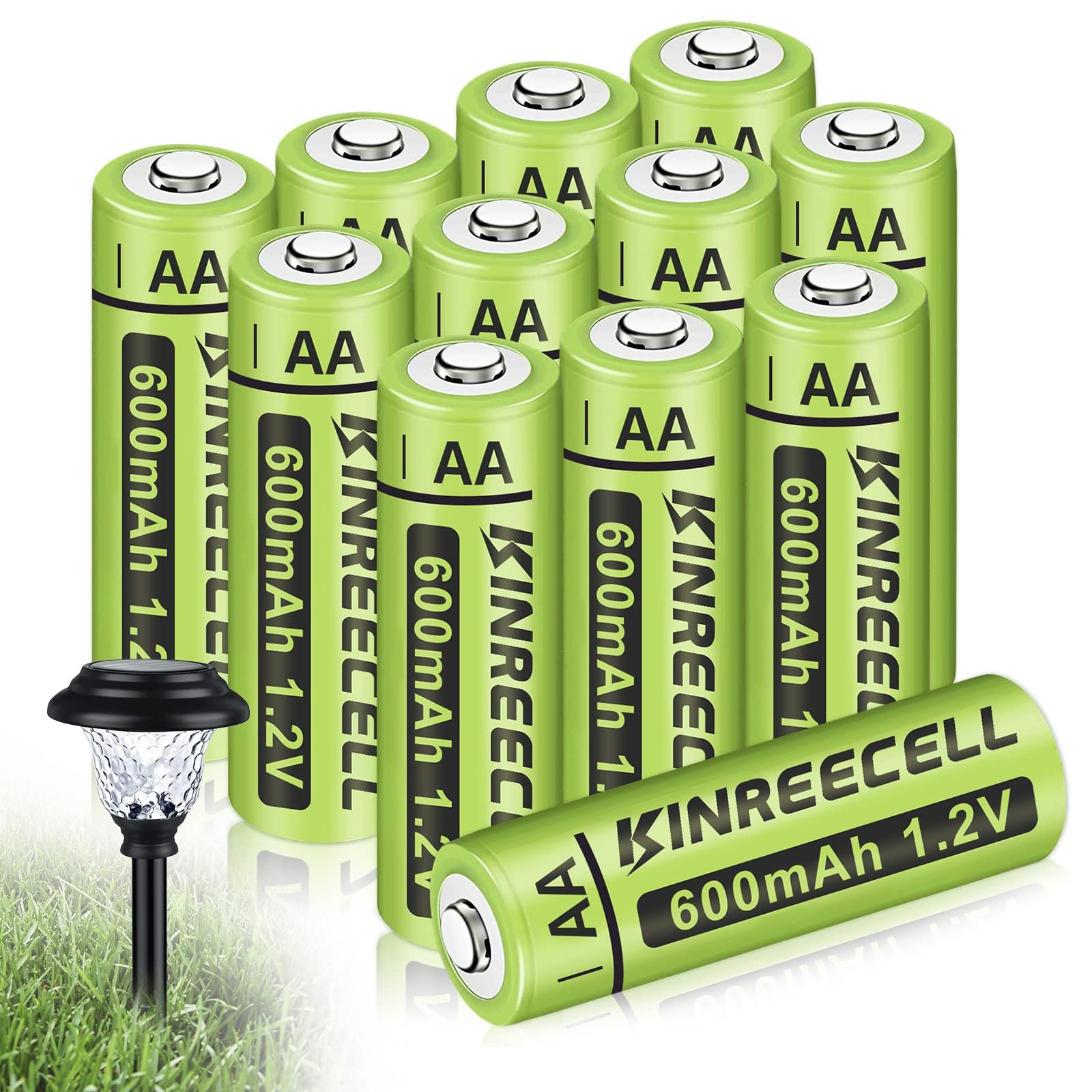 Rechargeable AA Batteries, Ni-MH Double A Solar Batteries High Capacity 1.2V …