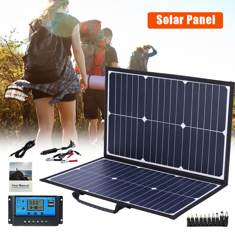 Portable Foldable 120W Solar Panel Kit 100A Controller for Home Outdoor Camping