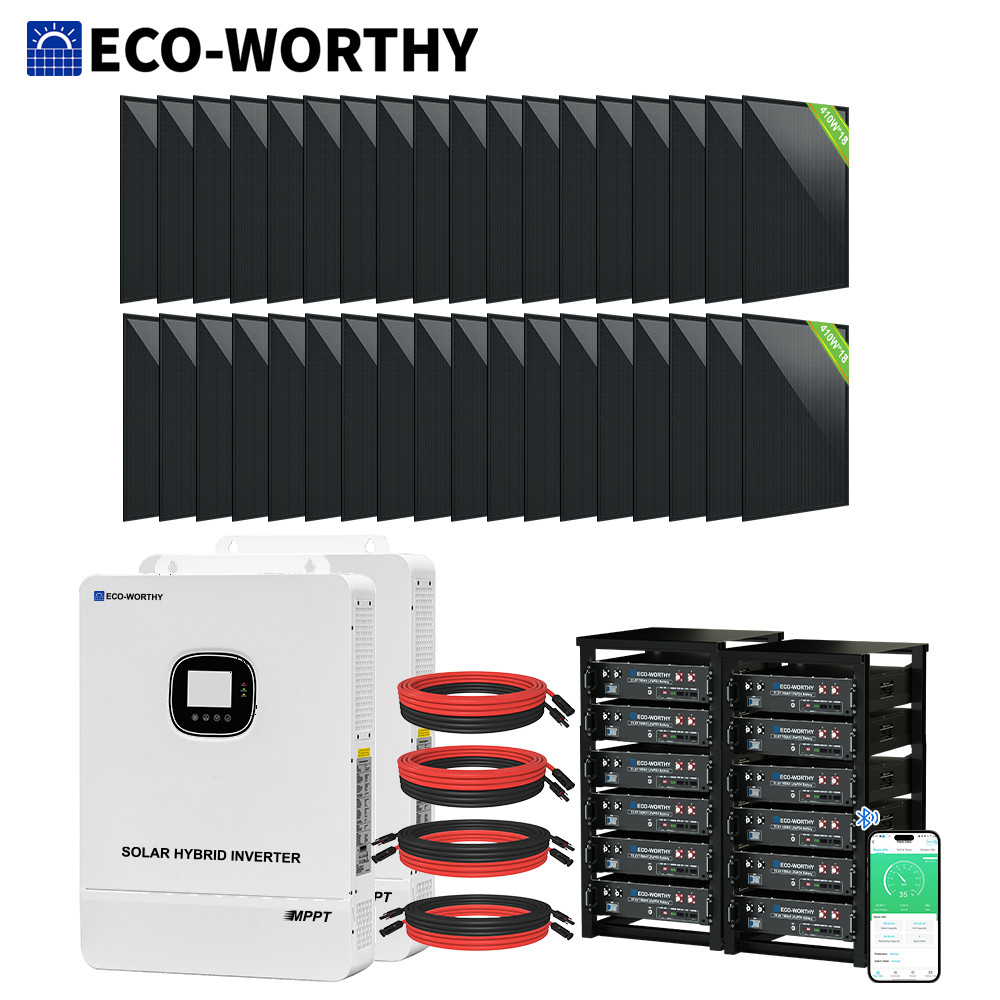 14760W Solar Panel Kit +2*10KW 120V/240V Solar inverter & 60KWh Lithium Battery