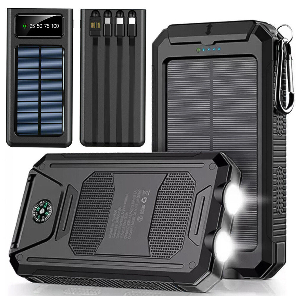 2025 Super USB Portable Fast Charger Solar Power Bank for Cell Phone 10000000mAh