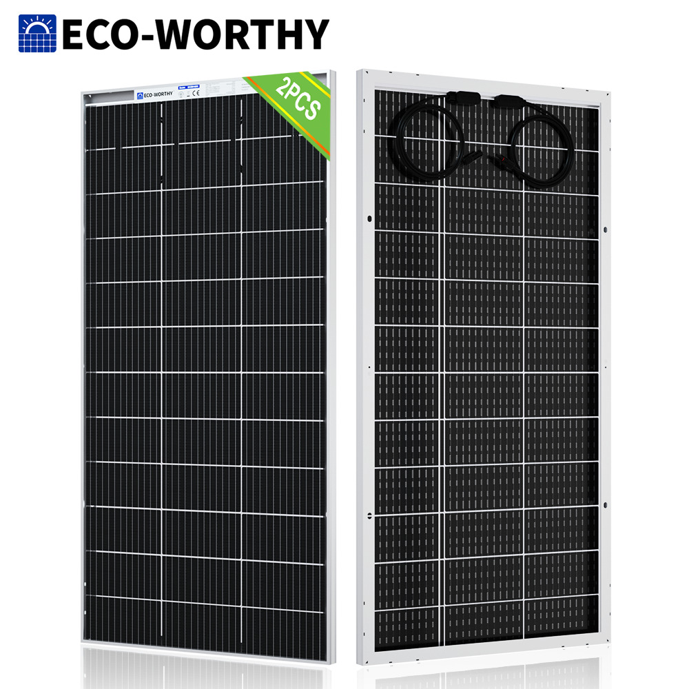 ECO-WORTHY Bifacial 200W Watt Solar Panel Mono 2 pack (400W) 12V/24V PV for RV