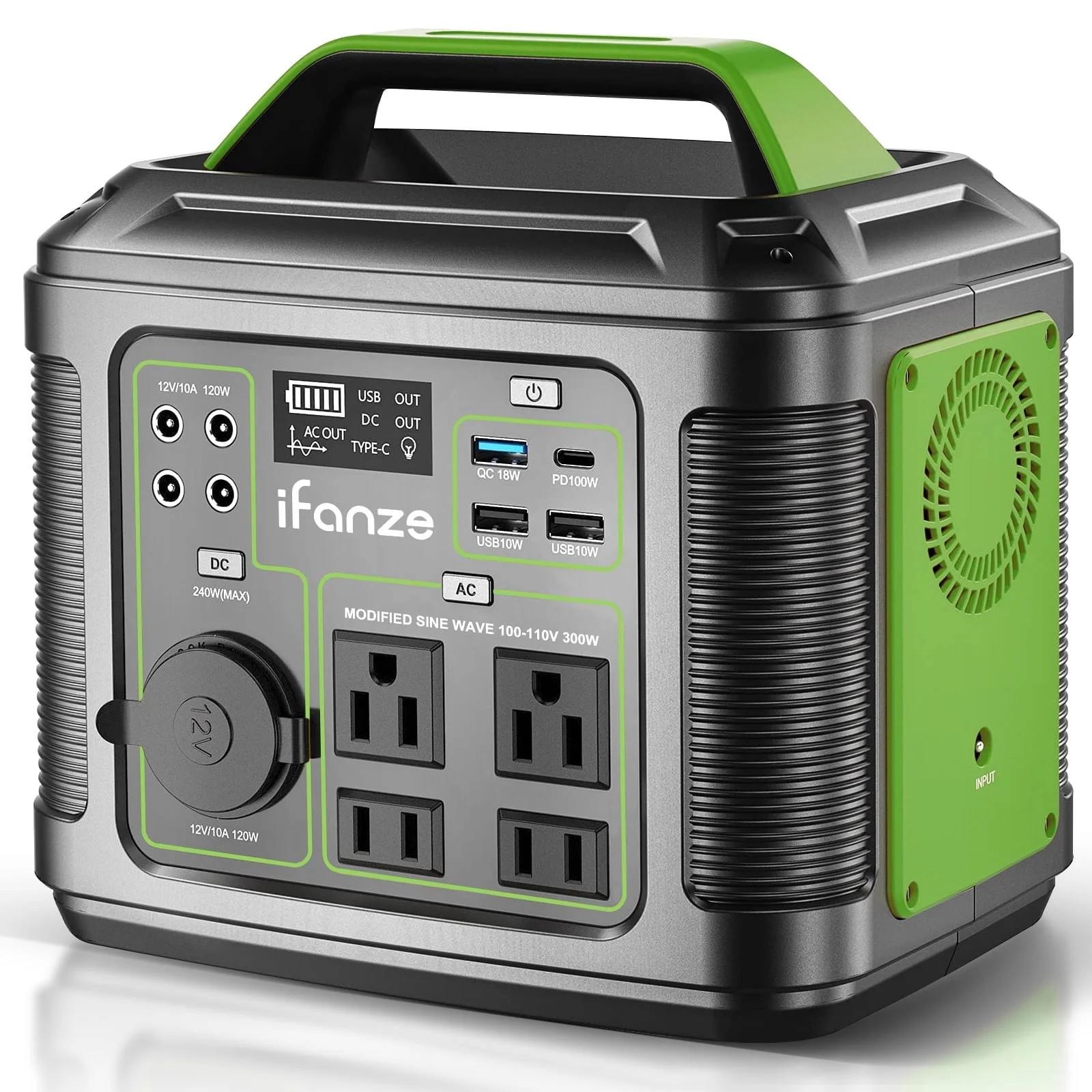 IFanze 300W Portable Power Station 296Wh 80000mAh Outdoor Solar Generator