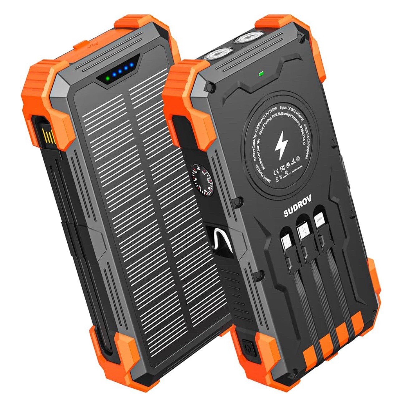 Power Bank Solar Charger 42800Mah Portable Charger, Solar Power Bank, FlashLight