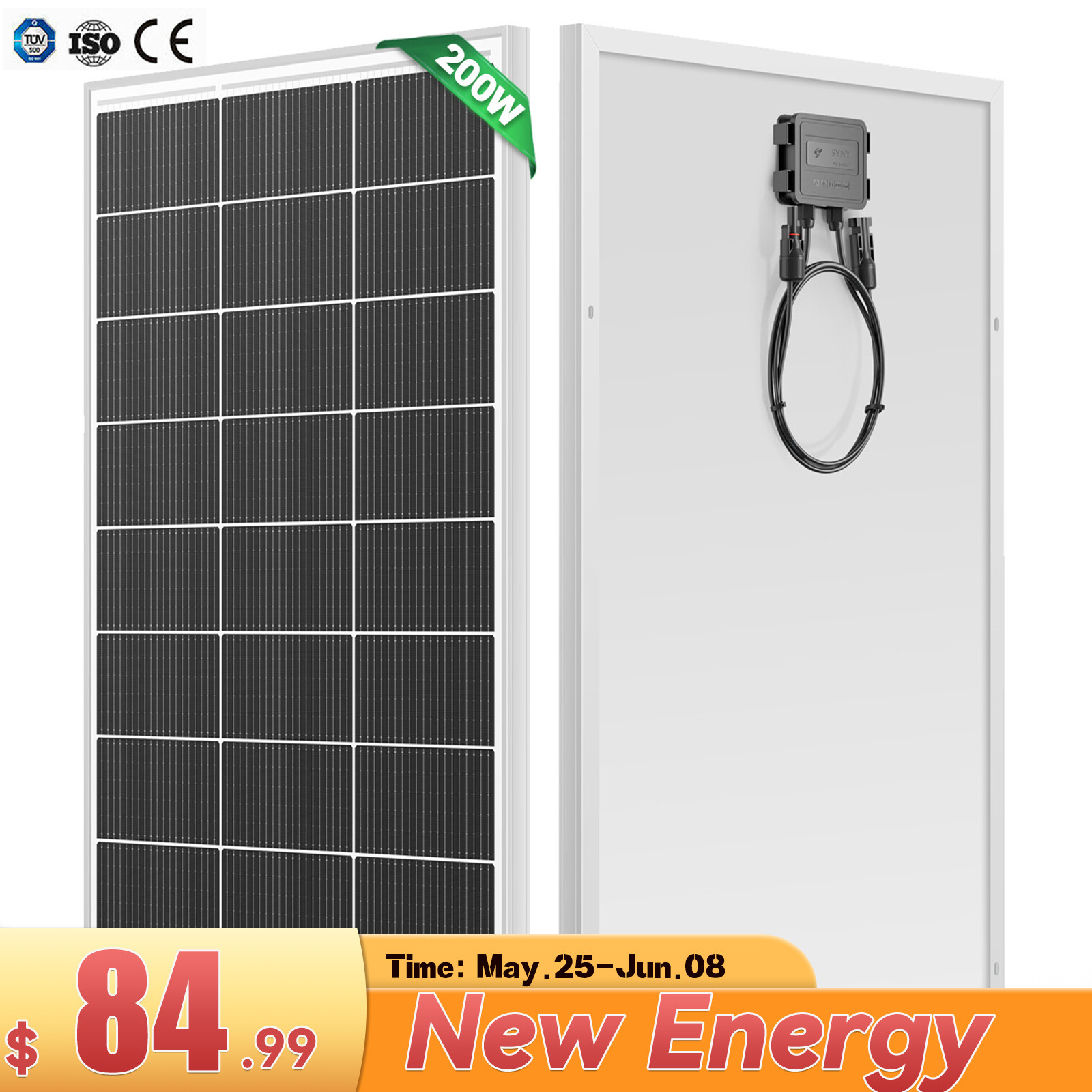 200W Watt Mono Solar Panel 12V Battery Charger Home PV Off Grid Boat Power RV