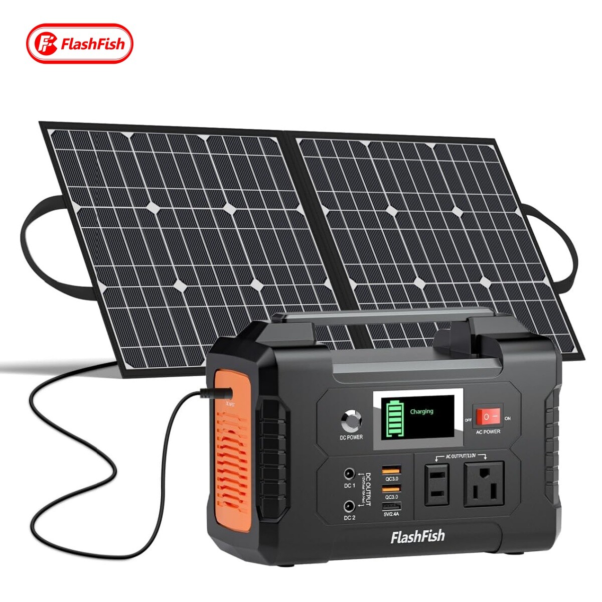 Flashfish 200W Portable Power Station Optional With 100W18V Foldable Solar Panel