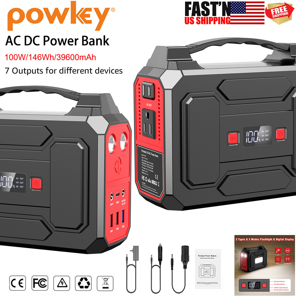 Portable Power Station 100W 146Wh Lithium Battery Pack Camping Solar Generator