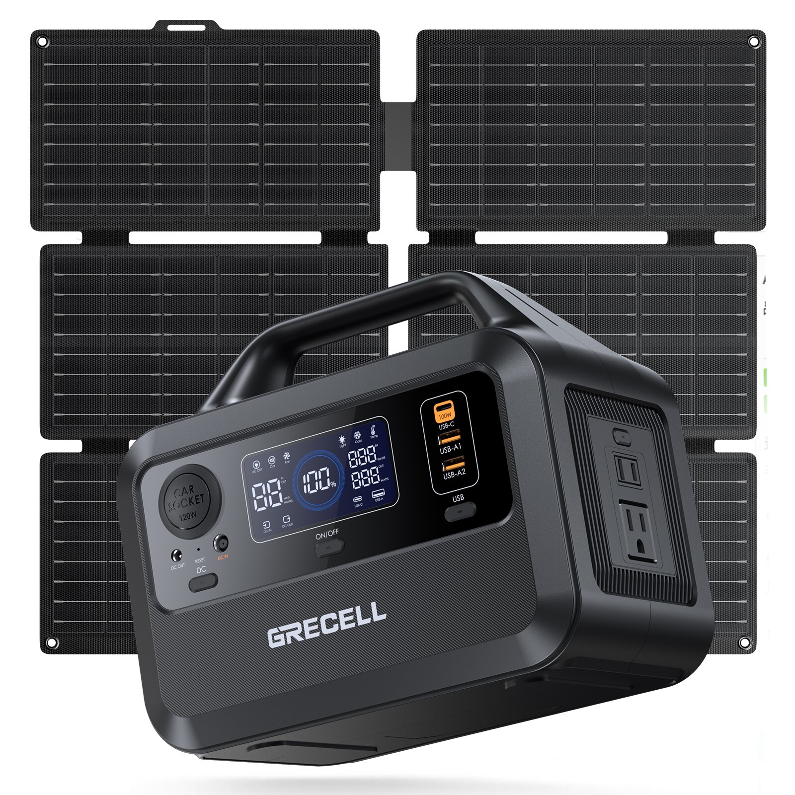 Peak 600W Power Station Portable Solar Generator + 40W Solar Panel Kit Camping