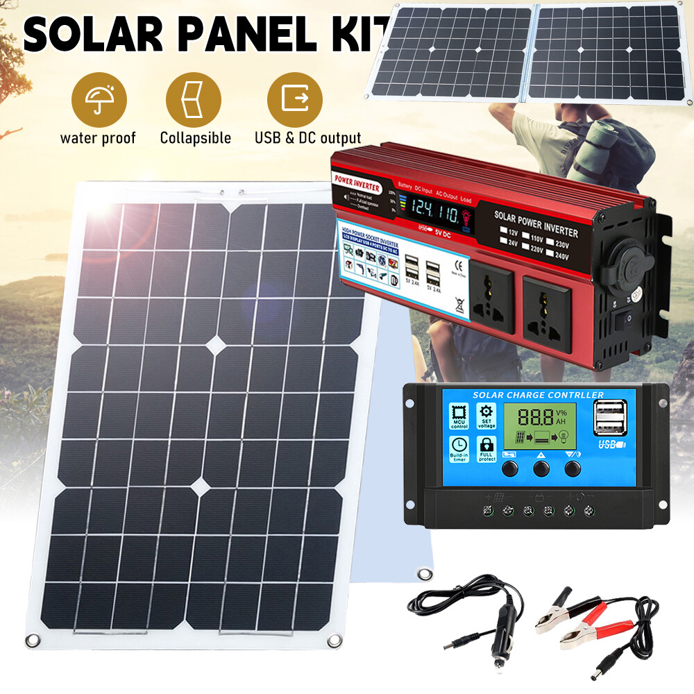 4000W Complete Solar Panel Kit Solar Power Generator 100A Home Off-Grid System
