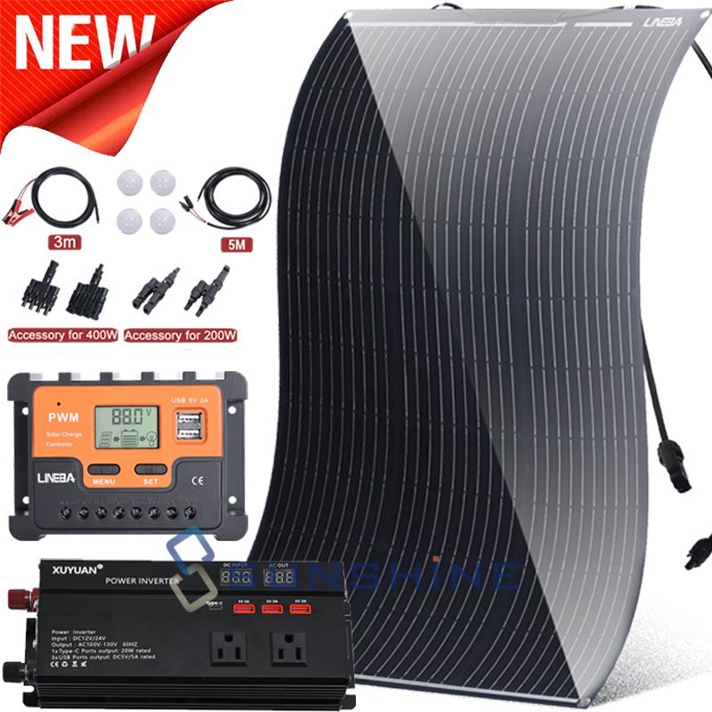 400W Solar Panel Kit Power Inverter Solar Generator Home Off Grid Solar System