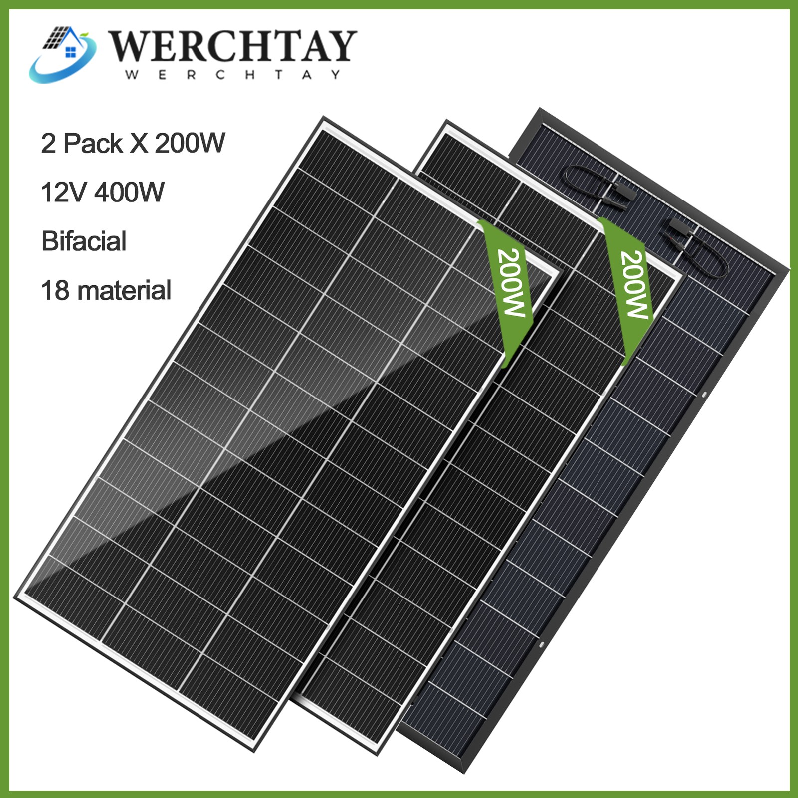 Bifacial 12V 400W 18BB Solar Panel High-Efficiency Battery Home PV Off-Grid Boat
