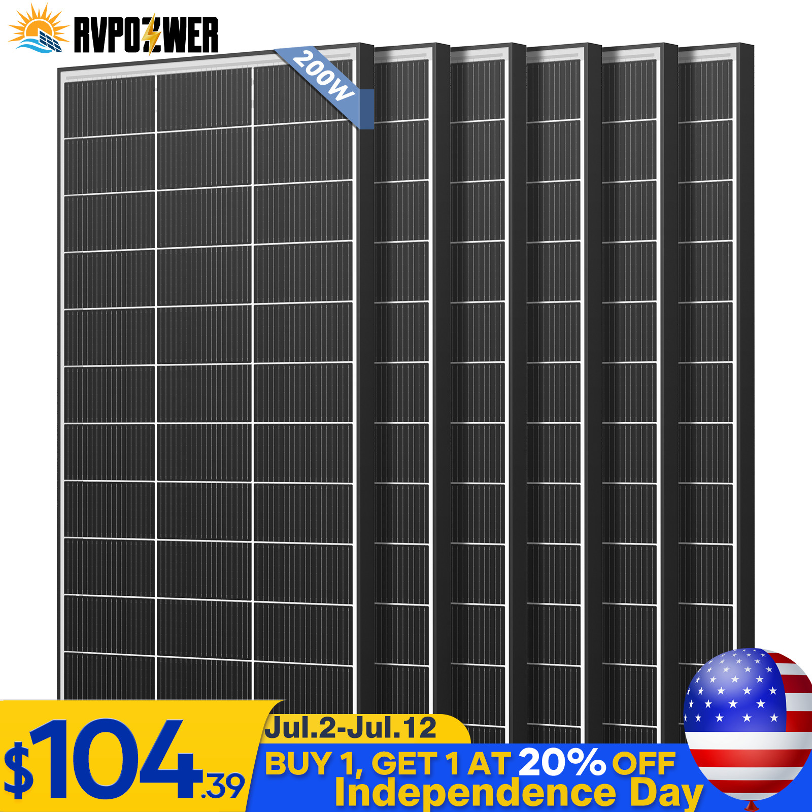 200W 1200W Bifacial Solar Panels 12V Mono 18BB High-Efficiency PV Home Off-Grid