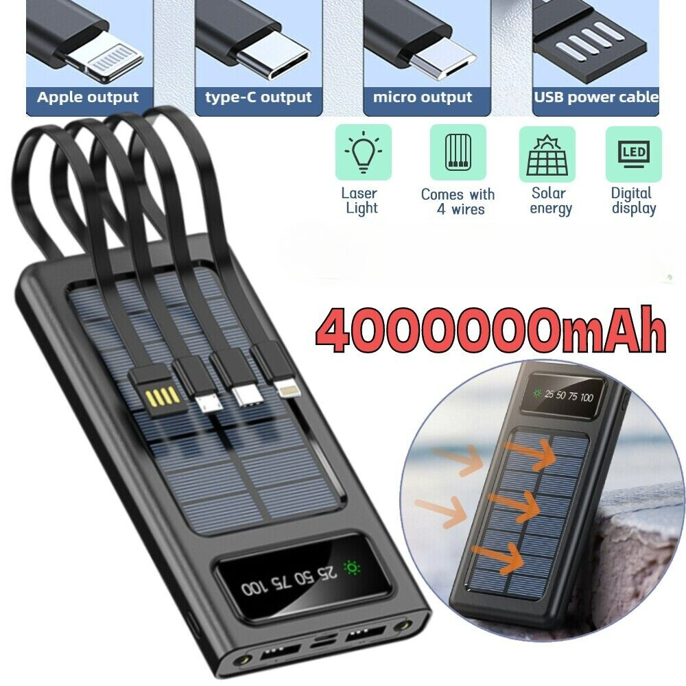 Solar Power Bank Super 40000000mAh 4 USB Portable Charger For Cell Phone Outdoor