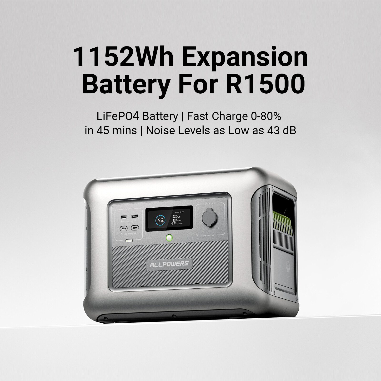 ALLPOWERS LFP 1152Wh Expansion Battery Pack for Solar Generator R1500 R2500 Home