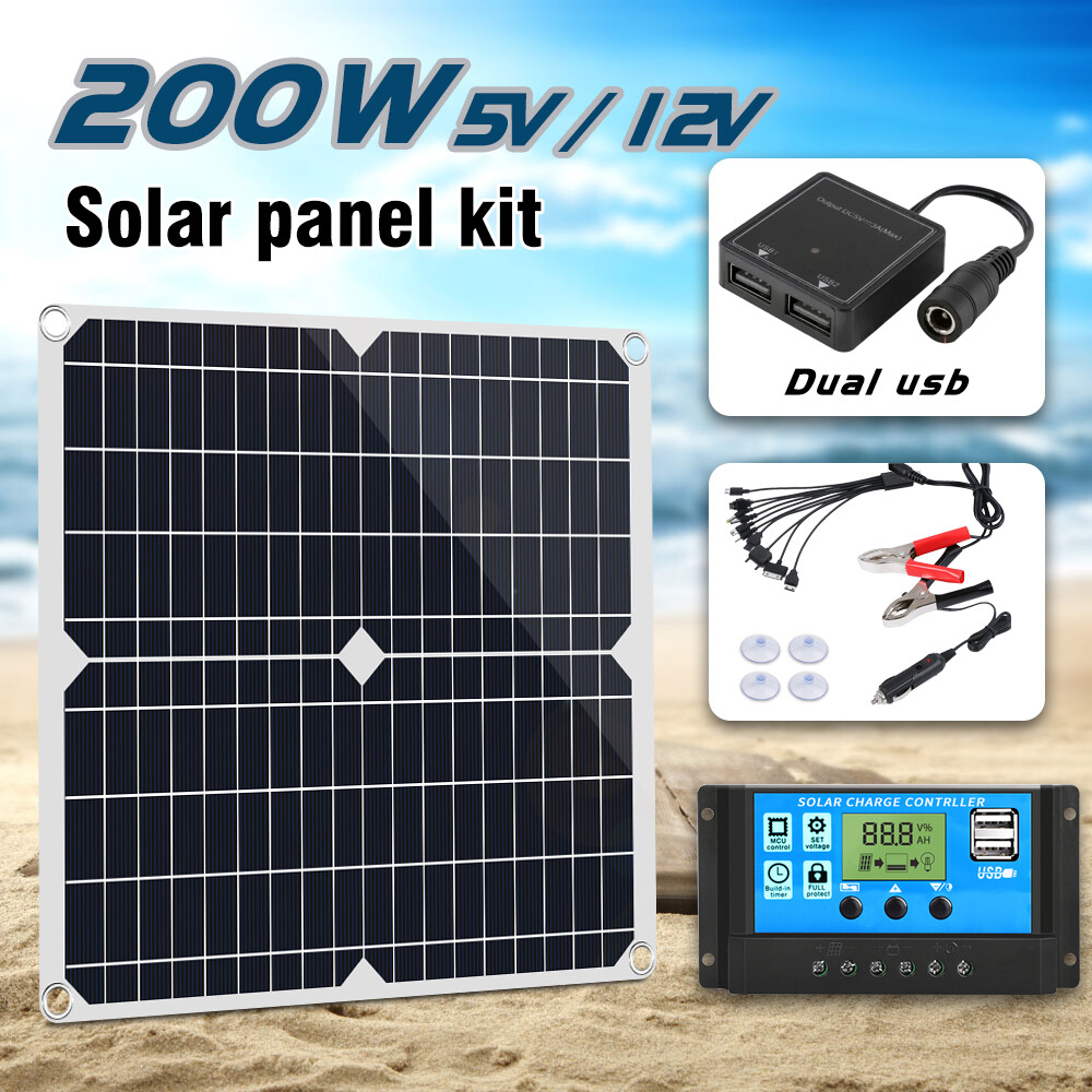 Solar Panel Kit 200 Watt 12/24V with 60A Battery Charger Controller Caravan Boat