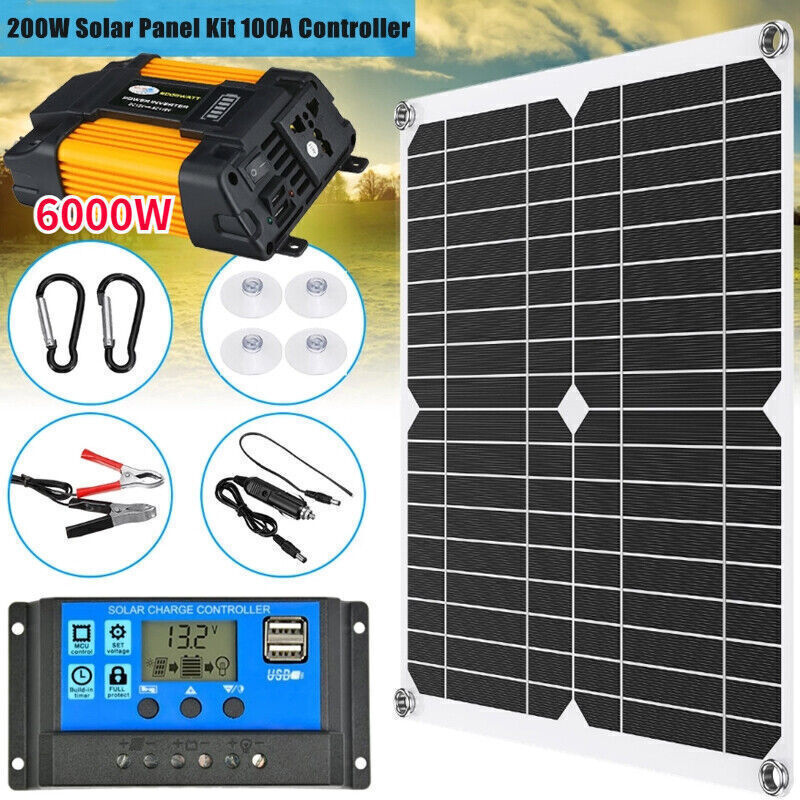 US 6000W Complete Solar Panel & Generator Kit for Home/RV Off-Grid Use