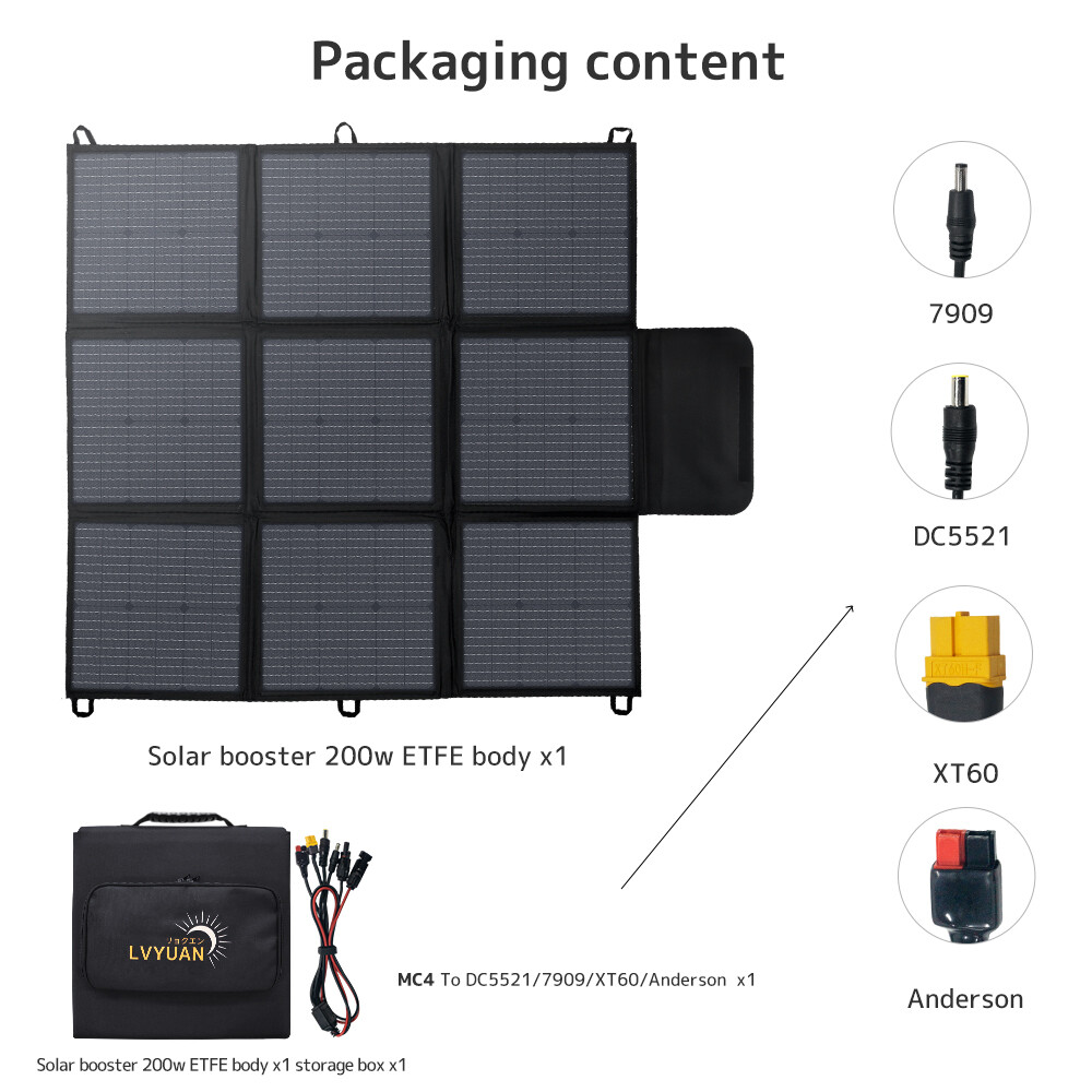 200W Solar Panel Foldable Solar Blanket Monocrystalline for Outdoor RV Camping
