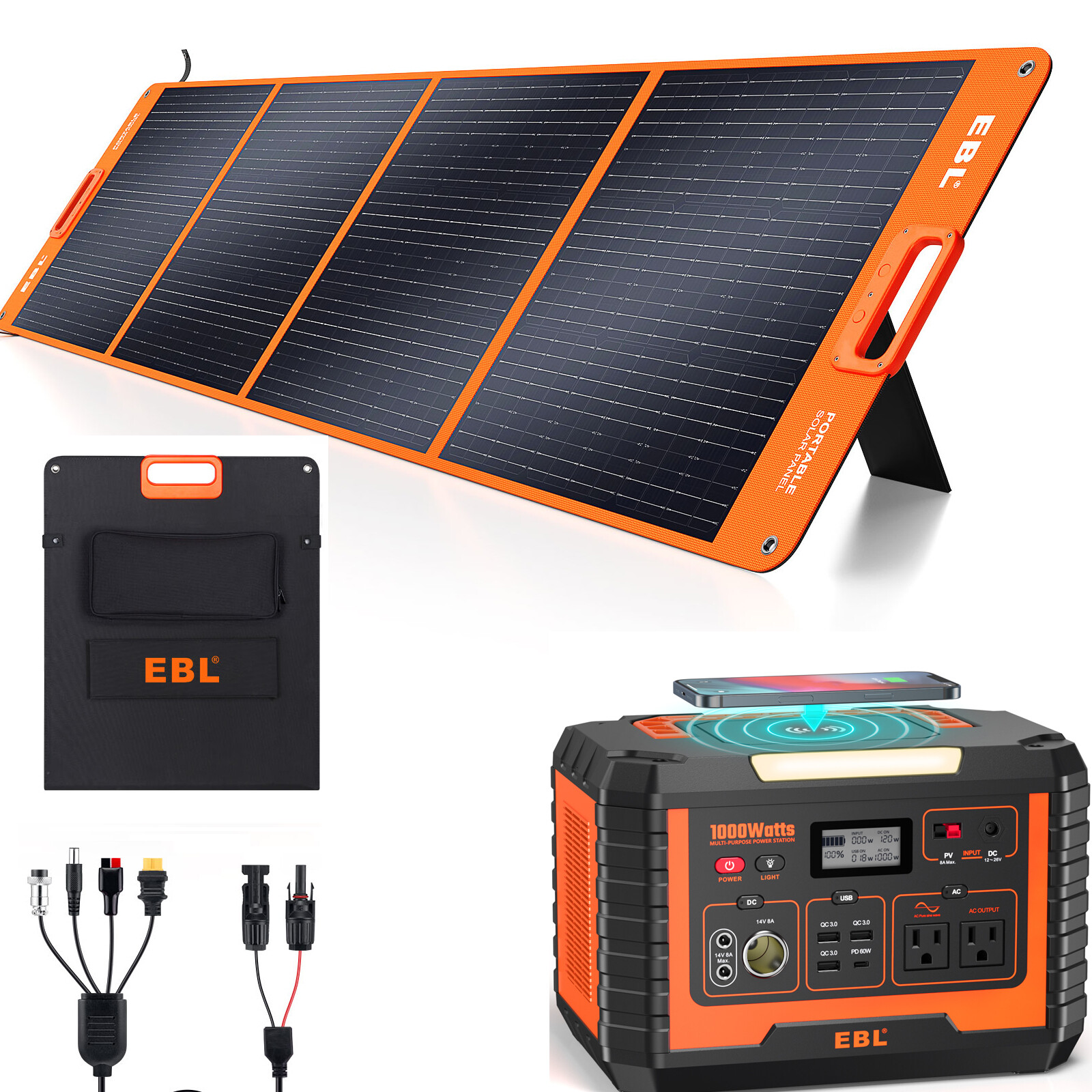 Foldable Solar Panel Kit ，1000W Portable Power Station   Solar Generator